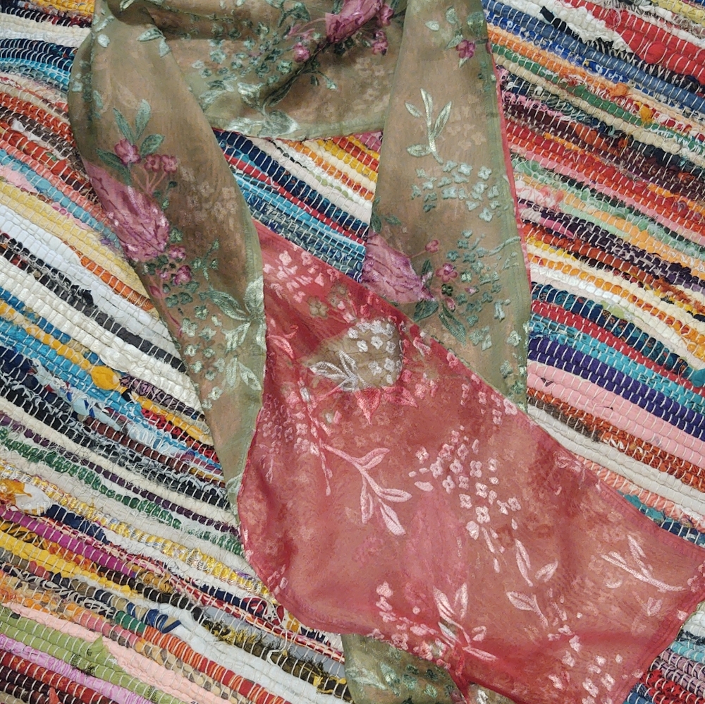 Caron Miller double sided scarf approx 70x9